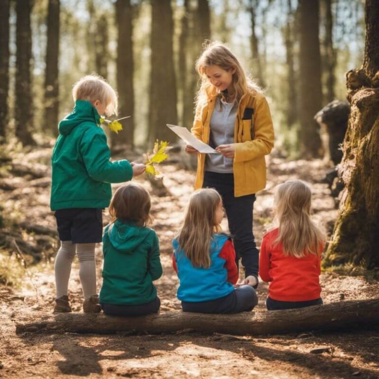 TWF forest school children learning from a kind female teacher (1)