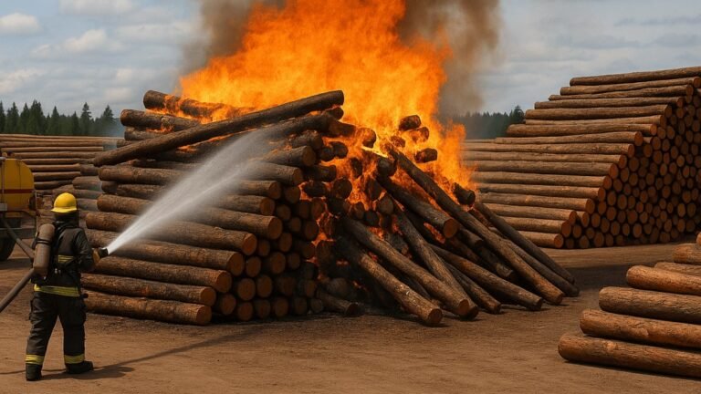 log yard fire