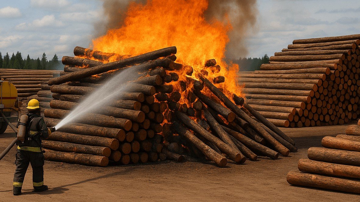 log yard fire