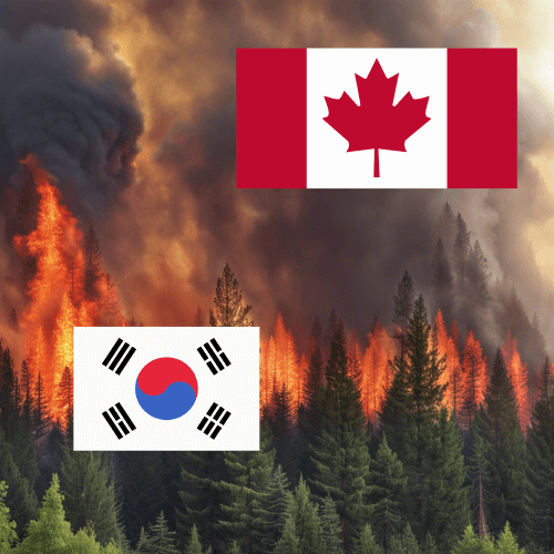 Korean Firefighters Unite In Battle Against Quebec Wildfires